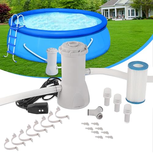 TonGass 800 GPH Pool Filter Pump for Above Ground Pools, Powerful Circulation System with Filter Cartridge, GFCI Safety Protection, Easy to Install Pool Pump for Pools up to 5000 Gallons