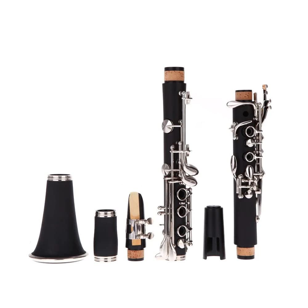 Clarinete Baquelita 17 Teclas B Plano Soprano Chapado Exquisito Paño de Limpieza 10 Cañas Instrumentos de Viento Madera Conciertos