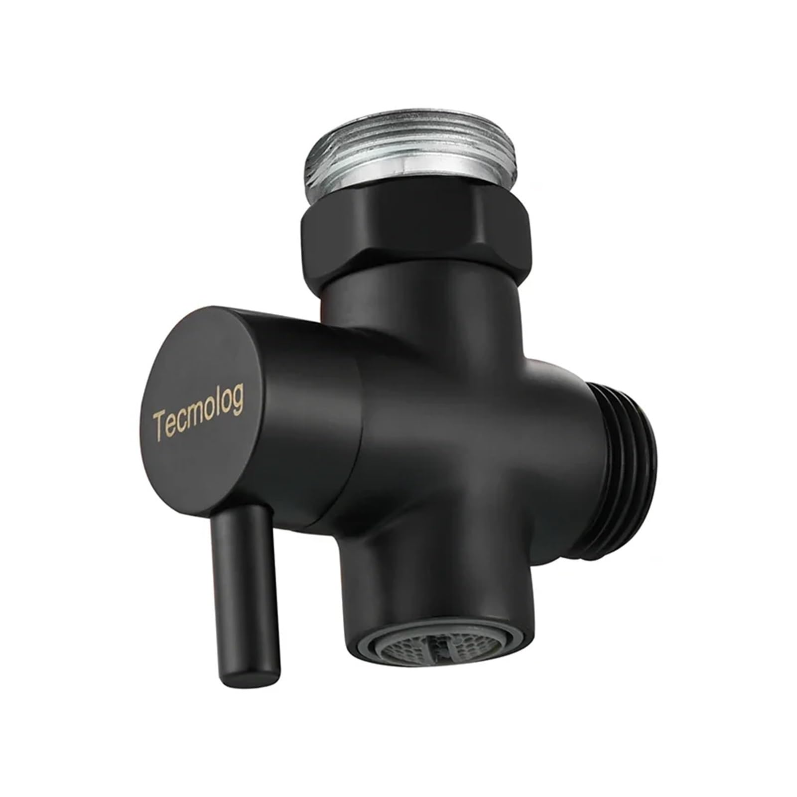 Hose Splitter Brass Faucet Diverter Valve Kitchen Sink Splitter with Aerator Hose Connector M22 to M24 for Bathroom(Black)