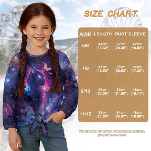 Girls Long Sleeve Shirt with Front Knot Kids Crewneck T-Shirt Casual Children Tee Tops3