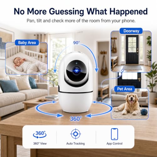 5G Indoor Camera for Home Security, 2K Pet Camera with Phone App, 360° PTZ Indoor Camera for Baby MonitorDog Camera Motion Detection, 2-Way Audio, Night Vision, Cloud&SD Card Storage, Works w/Alexa - Image 3