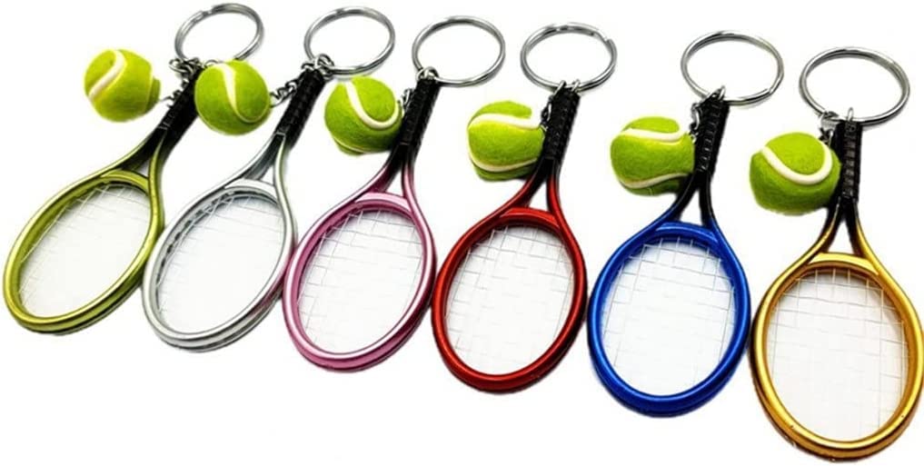6 Pezzi Mini Racchetta da Tennis Portachiavi con Ciondolo a Forma di Palla, Accessori per la pubblicità Sportiva, Souvenir per Tifosi
