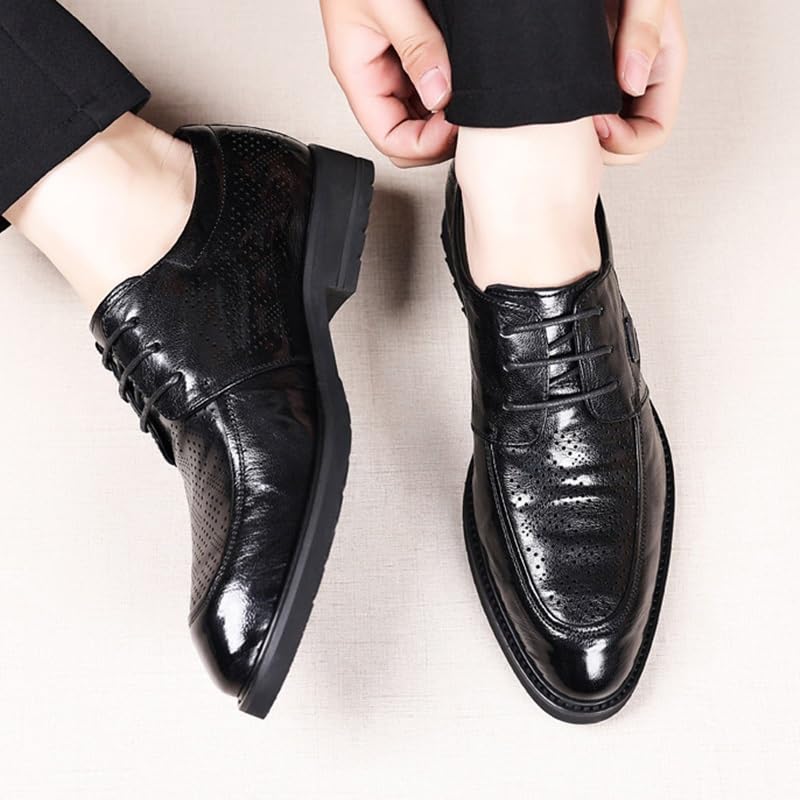 Men's Oxfords Business Dress Shoes Men's Breathable Leather Wingtip Brogue Oxfords Formal Business Casual Lace Up Oxford Suit Tuxedo Patent Leather Shoes Slip on Patent Leather Modern Dress Shoes for4