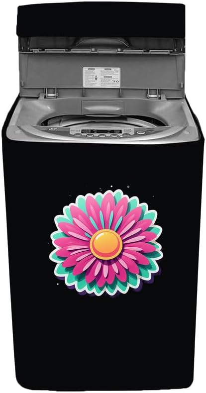 Top-load washing machine cover Suitable for Voltas Beko 9.0 kg ing (WTL90UPGB, Gray) Solid Black flower bossom decal print