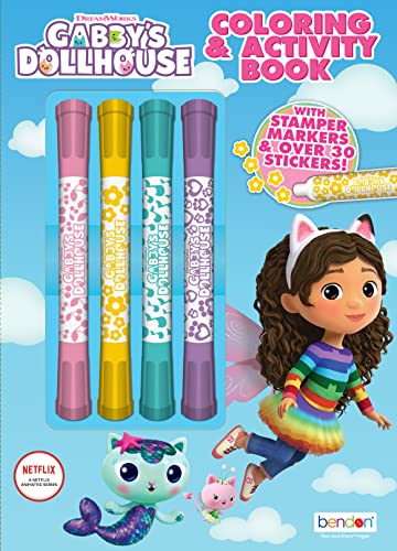 Bendon Gabbys Dollhouse Coloring Book with Stickers 4 Stamper Markers Included 48 Pages 54337