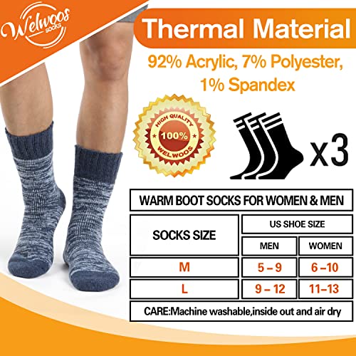 Image of 3 Pairs Warm Thermal Socks for Women & Men Winter Ski Thick Boot Insulated Socks for Cold Weather