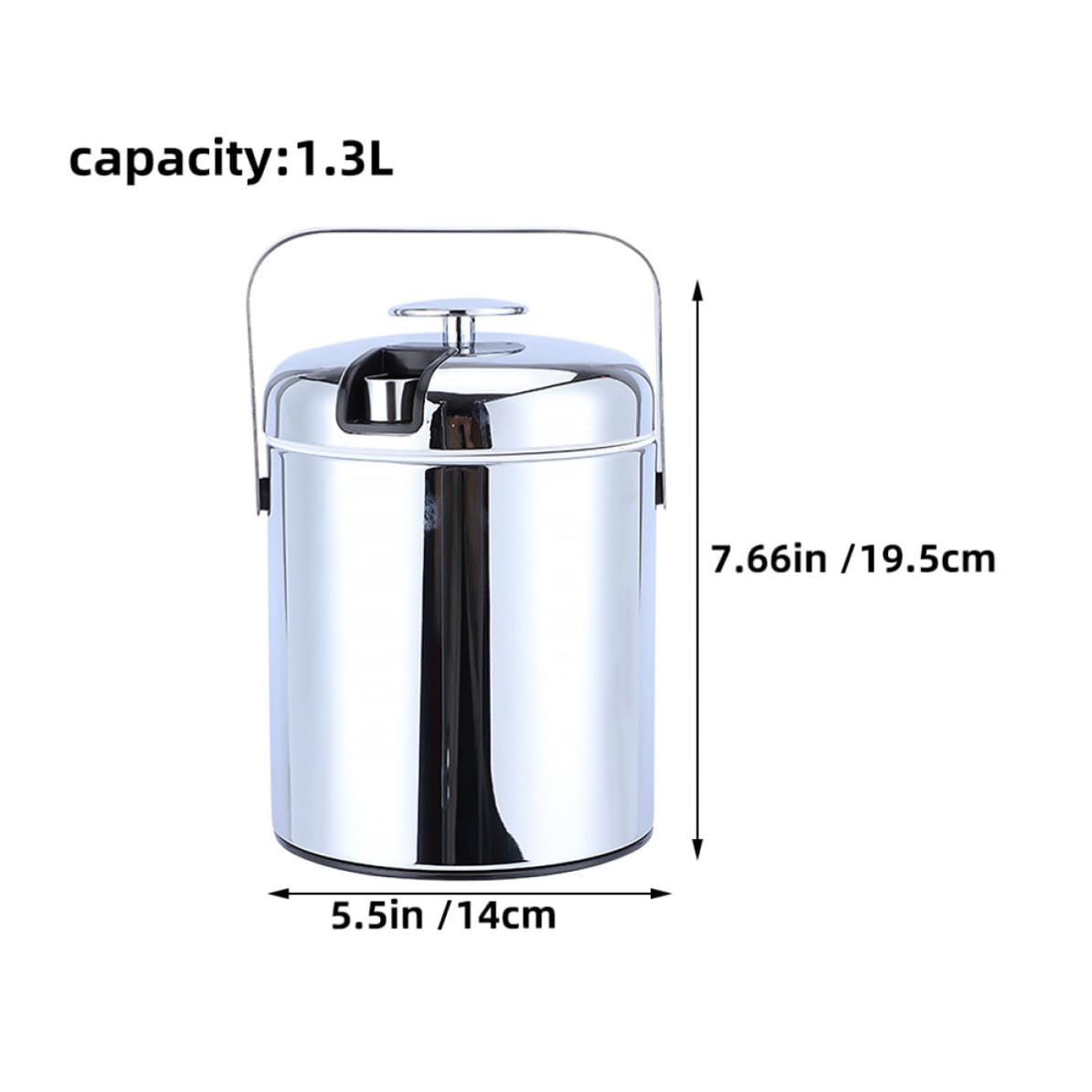 Secchiello Argento in Acciaio 1, 3 Ghiaccio Portatile Inox