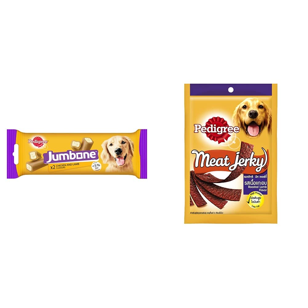 Pedigree Jumbone Adult Dog Treat, Chicken & Lamb Flavour 180g (Pack of 2)&Pedigree Meat Jerky Treats for Adult Dogs, Roasted Lamb Flavour, 80g Pouch (B0BP56H3N2) Amazon Price History, Amazon Price Tracker