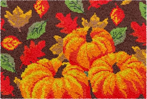 Image of Howie's Latch Hook Kits for Adults, DIY Halloween Latch Hook Kit Rug Crochet Yarn, Color Preprinted Pattern Embroidery Decoration(Halloween Pumpkin, 19.69 x 14.96 inch)