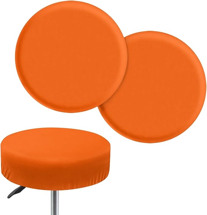 JOAIFO Orange Bar Stool Covers Round Elastic Stool Covers for Chair Beautiful Soft