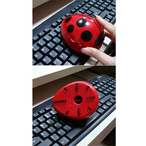 Image of Barbato Aimeio Cute Portable Beetle Ladybug Mini Handheld Cordless Tabletop Crumb Sweeper Desktop Keyboard Dust Vacuum Cleaner,Battery Operated