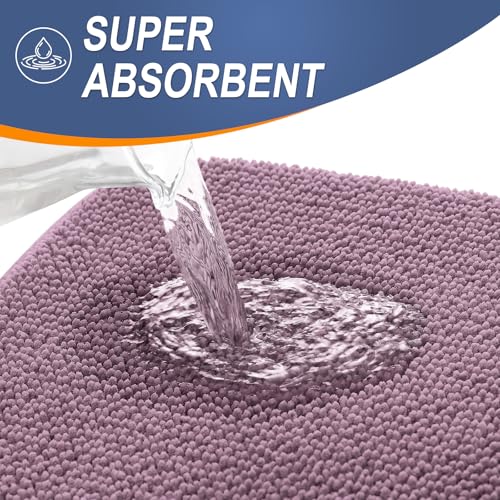 Image of OLANLY Thick Memory Foam Bathroom Runner Rugs 70x24, Extra Soft Absorbent Long Bath Rug, Quick Dry, Non-Slip, Machine Washable Bath Mats for Bathroom, Tub and Shower, Home Decor Accessories, Deep Plum