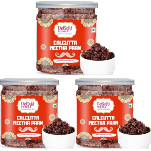 Image of Delight Foods Calcutta Meetha Paan Mukhwas 300g | Sweet Paan Mouth Freshener & Digestive | Made with Gulkand, Betel Leaf & Fennel | No Supari | Refreshing After-Meal Snack (Pack of 3)