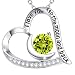 ELDA & CO. Valentines Day Jewelry Gifts for Women Fiancee Green Peridot Necklace for Girlfriend Birthday Gifts for Mom Women Sterling Silver I Love You to The Moon and Back Heart Necklace