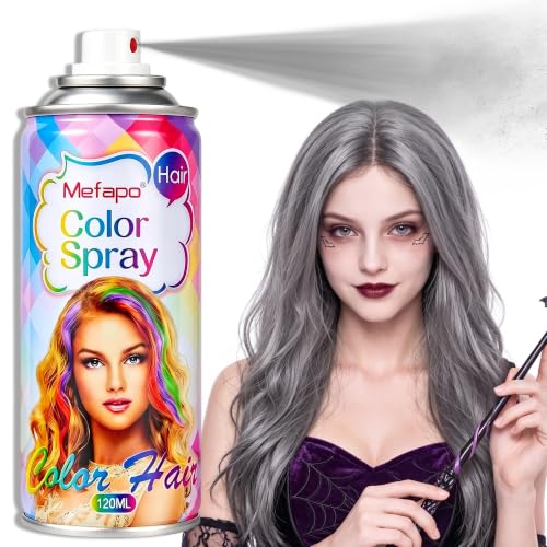 Acomler Silver Grey Gray Hair Spray Color Temporary Hair Color Spray for Kids Women, Washable Temporary Hair Dye, Hair Color Wax for 100th Day of School,Cosplay,Christmas,Party,Halloween(Gray, 4.06Oz)