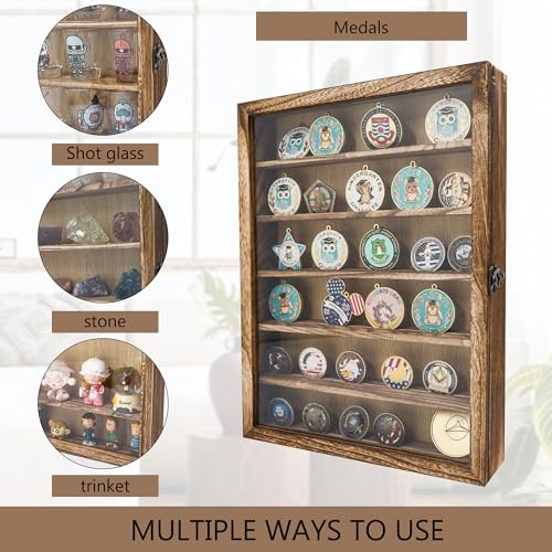 Image of 12x16 Shadow Box Frame with Removable Shelves,Collectible Display Shelves Case,Military Challenge Coin Display Case,Wood Shadow Boxes Display Cases for Keepsake,Pictures