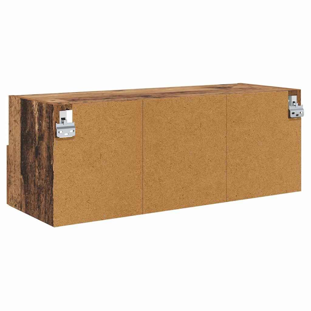 Regały ścienne pod telewizor, zestaw 2 sztuk, wygląd starego drewna, 80 x 30 x 30 cm, materiał drewnopochodny, pływające, do elektroniki i akcesoriów, nowoczesne wzornictwo, zajmujący mało