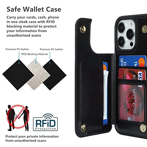 Étui portefeuille iPhone 14 Pro noir protégeant contre piratage RFID - 4