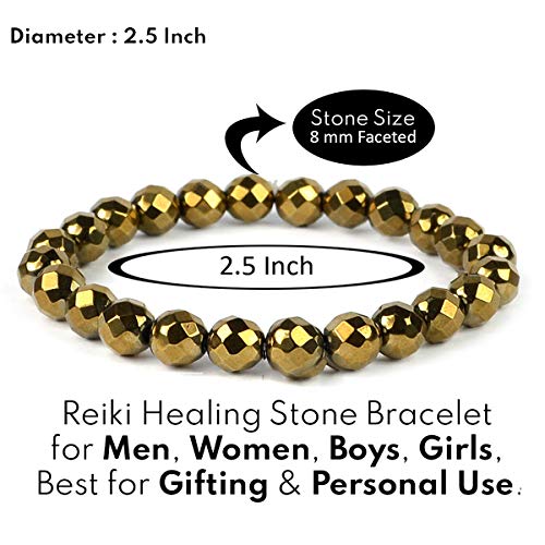 Image of Reiki Crystal Products Natural Crystal Stone 8 mm Faceted Diamond Cut Beads Bracelet for Men & Women | Reiki Charged Gemstone Bracelet | Multiple Stone Variants Available