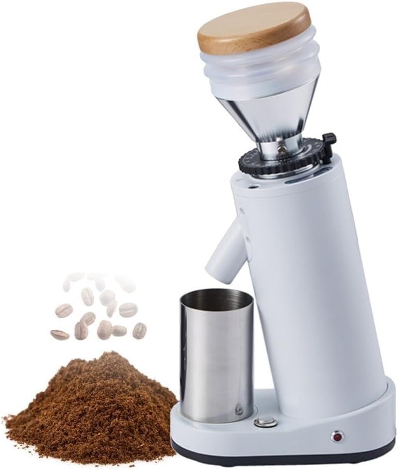 Portable Household Coffee Grinder, Electric Grinder Brewing Drip Coffee Cone Grinder, Metal Hopper Elegant Samll Electric Coffee Grinder Machine, for Drip/Espresso/PourOver(White)