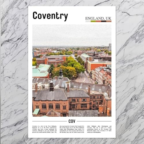 Coventry Angleterre décoration murale maison et tableau moderne 60 x 90 cm - 2