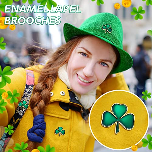 Image of Ferreve 150 /200 Pcs St. Patrick's Day Lapel Pin Bulk Shamrock Pins Enamel Green Three Leaf Clover Irish Brooches Gift for Parade Women Men