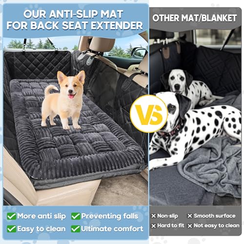 Loiion Hundebett Auto Rückbank, Weich Auto Hundebett, Hundematte Große Hunde, Autodecke Hund Rückbank, Hundematte rutschfest, Leicht zu Reinigen, Kratzfest und Komfortabel, 127×62.5cm, Dunkelgrau