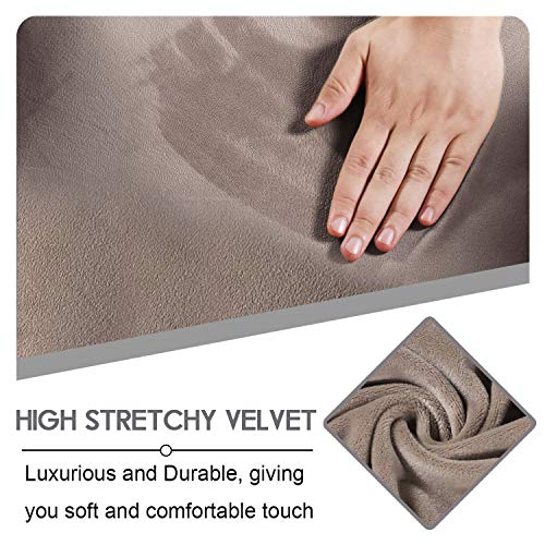 Ultimate Decor Reclining Love Seat Slipcover, 6-Piece Velvet Stretch Loveseat Reclining Sofa Covers, 2 seat Love seat Recliner Cover, Thick, Soft, Washable, Love seat Slipcovers (Taupe) - Thumbnail 5