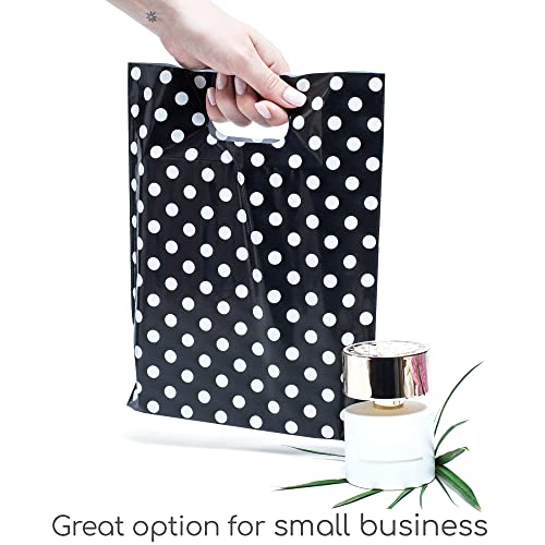 Image of Choice Marts 100 Black Polka Dot Plastic Bags 9x12 Merchandise Bags