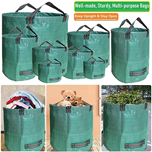 Standard 3-Pack 16 Gallons Home Garden Bags (D18, H15 Inches) With Coated Gardening Gloves,Leaf Waste Bags,Patio Bag,Reusable Trash Can,Lawn Yard Waste Bags,Laundry Container With 4 Handles #TOP2