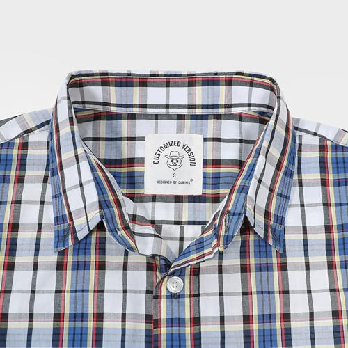 Image of Dubinik Mens Short Sleeve Button Down Shirts Soft Breathable Summer Vintage Regular Fit Lightweight Men's Casual Shirt