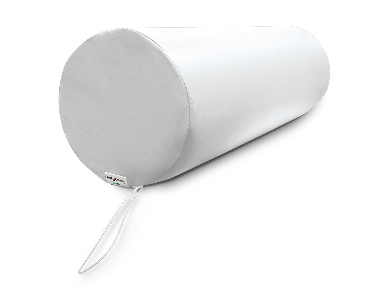 QUIRUMED WELLCORE - Cuscino cilindro da massaggio, 60 x 20 cm, in ecopelle, sfoderabile, imbottitura in schiuma, per yoga, fitness, per lettino da massaggio, ergonomico, bianco