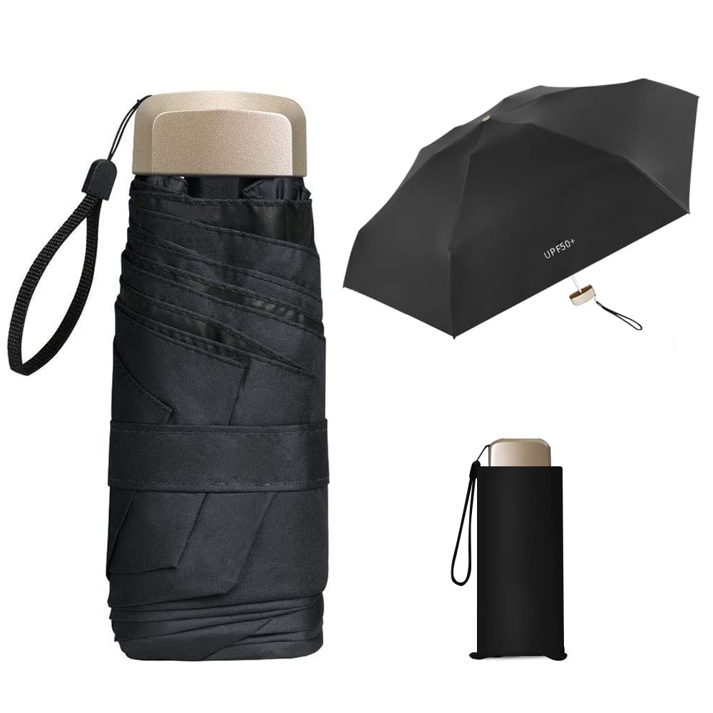 ZOCONE Mini Ombrello da Viaggio, Mini Ombrello Ultraleggero Portatile Compatto Ombrello Pieghevole Ombrello da Viaggio, 99% UV Resistenza & 100% Impermeabile