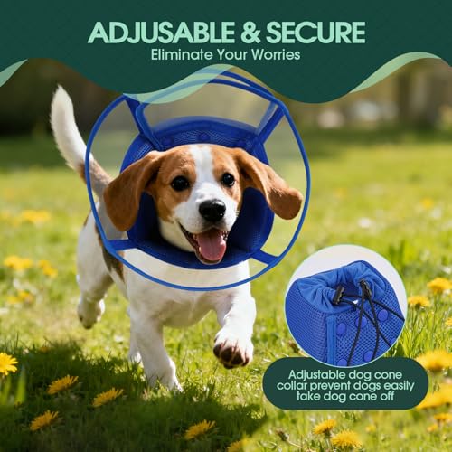 Image of Kuoser Dog Cone Collar After Surgery, Soft Cone for Dogs to Stop Licking, L | Breathable Dog Recovery Collar Comfortable Elizabethan Collars, Adjustable Protective Pet Cones for Small Medium Large Dogs