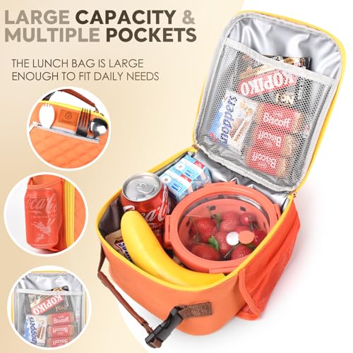 Genteen Lancheira para mulheres, homens e adultos, lancheira isolada com suporte de garrafa e bolso