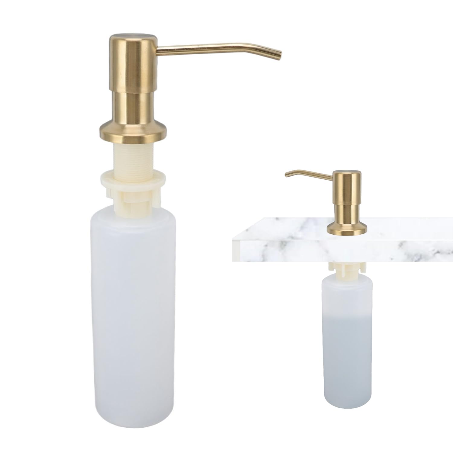 Dispensador de Jabón para Fregadero, Dispensador de Jabón para Fregadero de Cocina Integrado de 300 Ml, Botella Líquida de Jabón para Encimera para Fregadero de Cocina(Gold)