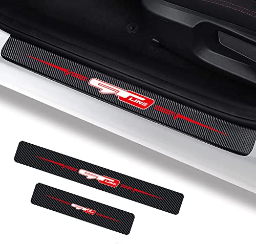 HAPIZWLU 4Pcs Car GTLINE Door Sill Protector Reflective 4D Carbon Fiber Sticker Decoration Door Entry Guard Door Sill Scuff Plate Stickers Accessories Compatible with KIA GT-LINE (Red)