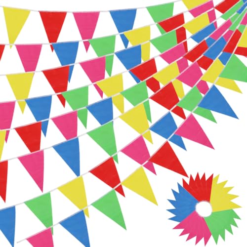 Image of RUBFAC 3400ft 2400pcs Colorful Pennant Banner Flags