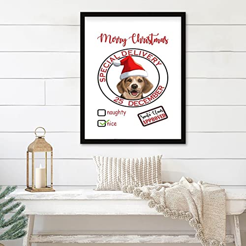 Décoration murale de Noël Merry Christmas Rimego cadre bois 40x50 cm