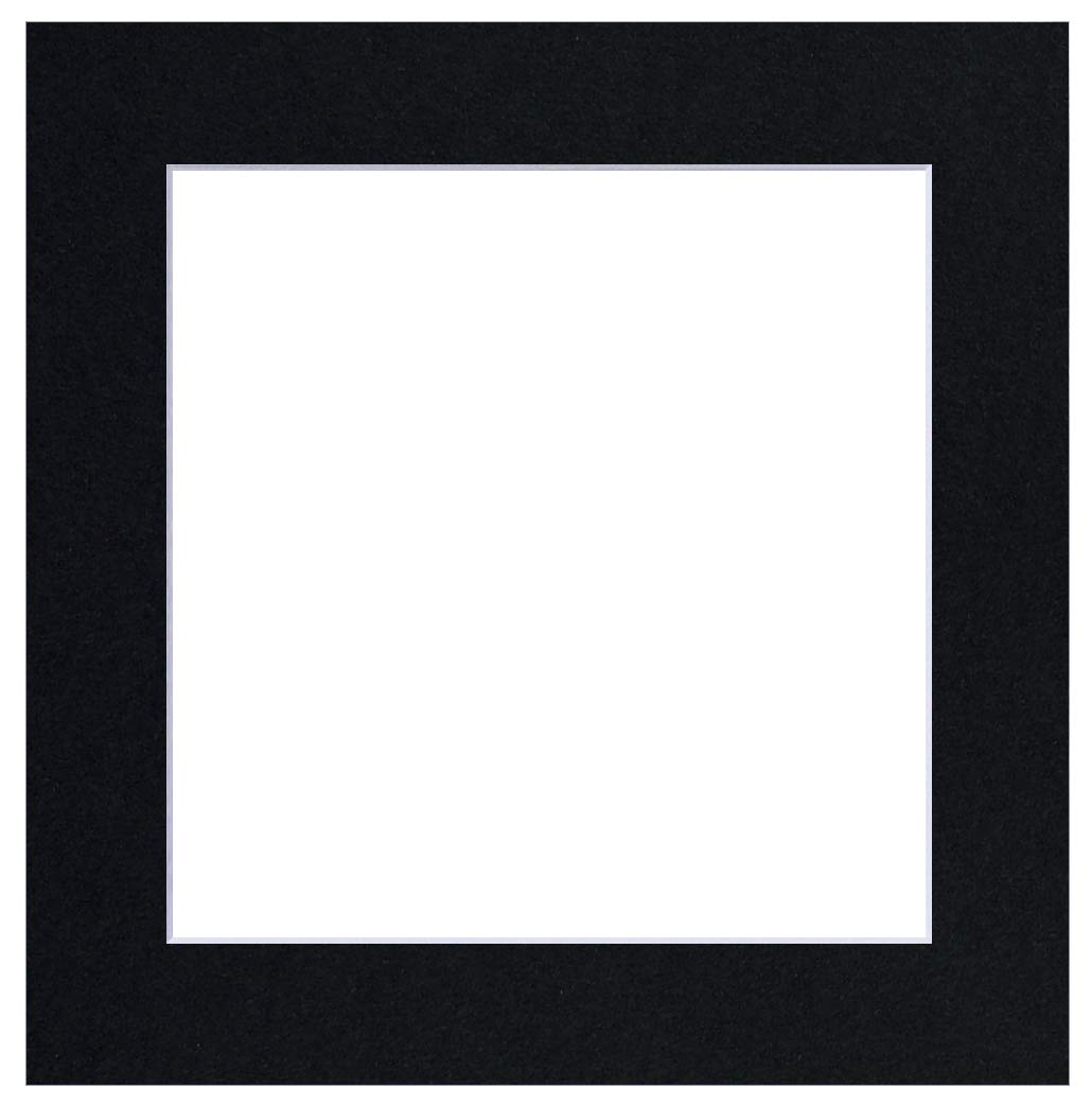 Square Picture Mounts, Pack of 1 (Single), Choice of Size & Colour [12 x 12 to fit 8 x 8, Black (White-core)]