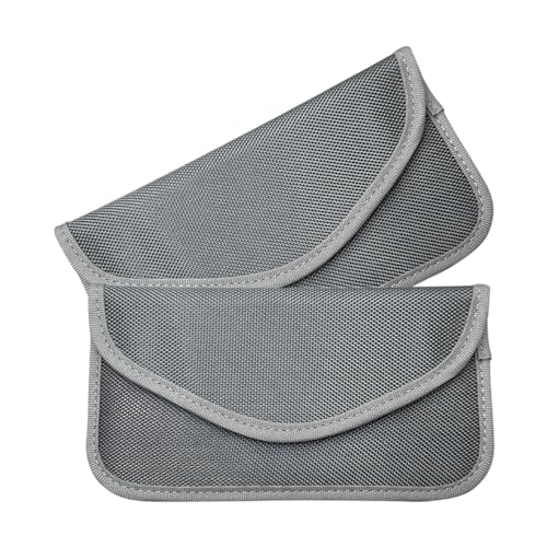 KITUREK 2PCS Faraday Signal Blocking Bag, Key Fob Protector, RFID Faraday Pouch Cage Box Wallet Case for Cell Phone Privacy Protection, Anti-Hacking RFID Card Protector Signal Shielding (Grey)