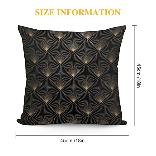 Rurals Art Deco Golden Gold Black Elegant Chic Vintage Retro Decorative Pillow Covers Cozy Soft Throw Pillowcase Square Couch Cushion Cover For Home Decor Sofa Living Room Bed Car 18X18 Inch thumb #1