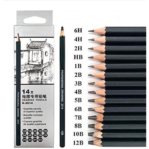 Best Quality 14pcs/set 12B 10B 8B 7B 6B 5B 4B 3B 2B B HB 2H 4H 6H Graphite Sketching Pencils Professional Pencil Set for Drawing Cover