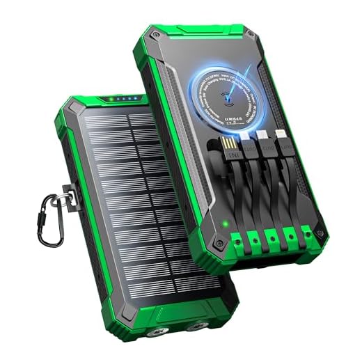 Batterie Externe Solaire avec 4 Câbles, 26800mAh Chargeur Solaire Portable sans Fil Power Bank USB-C 15W Charge Rapide 6 Sorties 3 Entrées pour Téléphone, avec Lampe de Poche, Mousqueton
