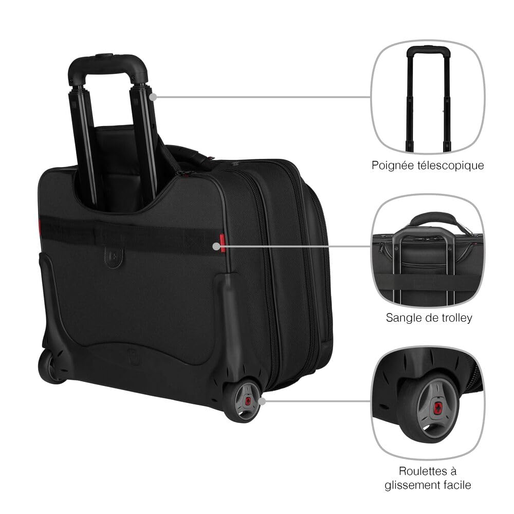 WENGER Potomac Ensemble de 2 Bagages pour Ordinateur Portable 17 Pouces, Sacoche Amovible pour Ordinateur Portable 15 Pouces, 23 l, Femmes Hommes, Bureau Affaires Voyages, Noir, 600661
