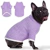Winter Dog Sweater Classic Turtleneck Pullover Puppy Clothes, Warm Knitwear Cat Sweater Girls Boys, Cute Small Pet Outfits Apparel, Lavender XS