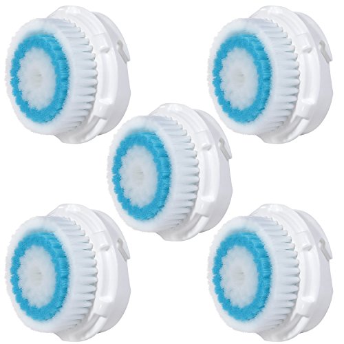 5 x E-Cron Brush Head. Compatible Replacement Brush for Clarisonic Deep Pore Facial Cleansing and Mia 1, 2, 3 (Aria), Smart Profile, Alpha Fit, Plus, Sonic Radiance.