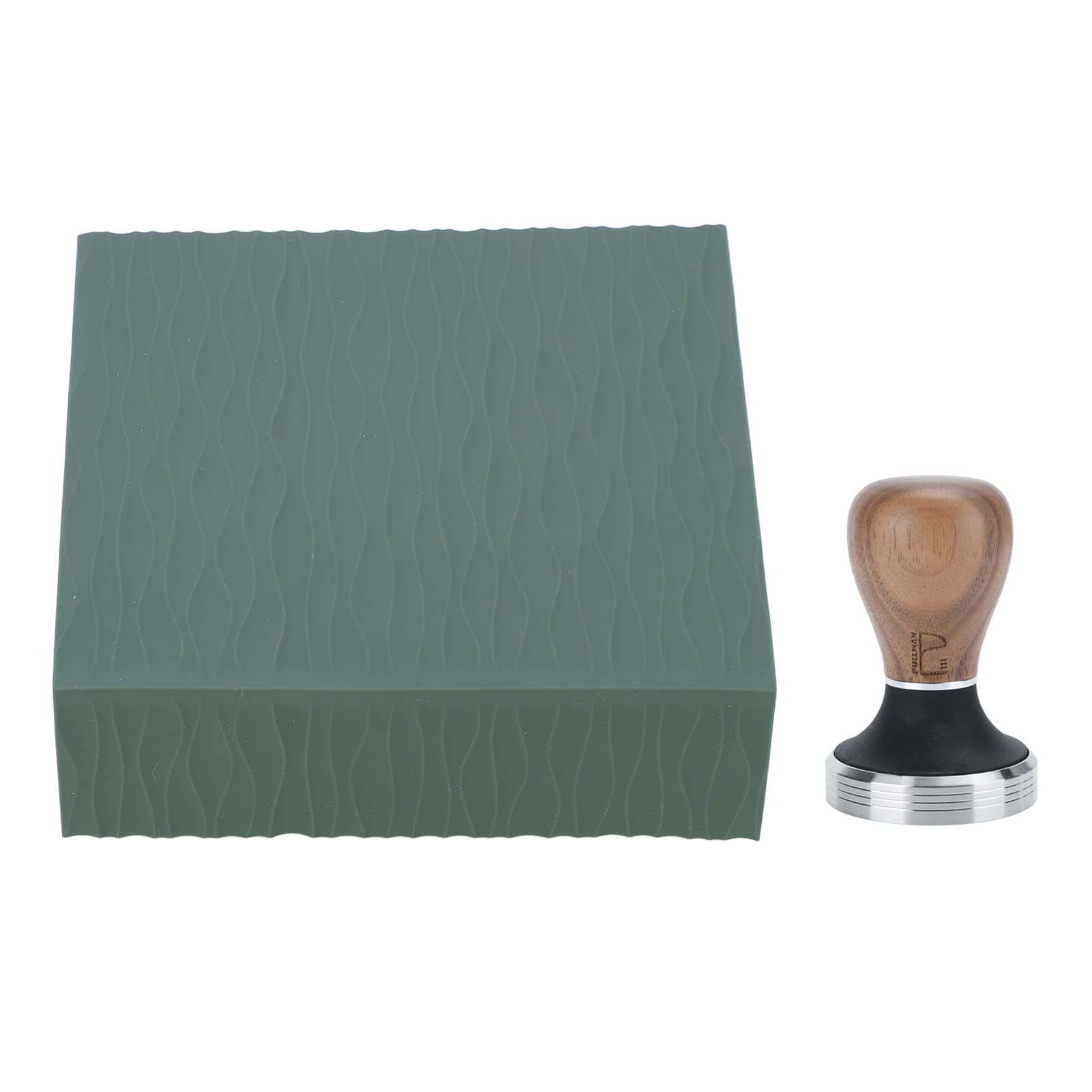Tapete de silicona para café, compactador de café de acero inoxidable con compactador de de 58 mm, protección perfecta para el hogar, cocina, accesorios para hacer café (Verde)