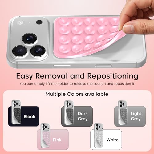Image of Sounce Suction Phone Case, Phone Suction Sticker, for Hands-Free Mobile Accessory Holder Grip, Video Phone Accessory Compatible Mirror, Shower (Pink)
