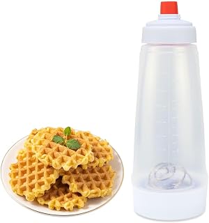 One Pack Batter Mixer and Dispenser with BlenderBall Wire Whisk, 33 Oz Silicone Squeeze Pancake Batter Dispenser and Mixer, Kitchen Pancake Shaker Batter Dispenser for Cupcakes Muffins Crepes